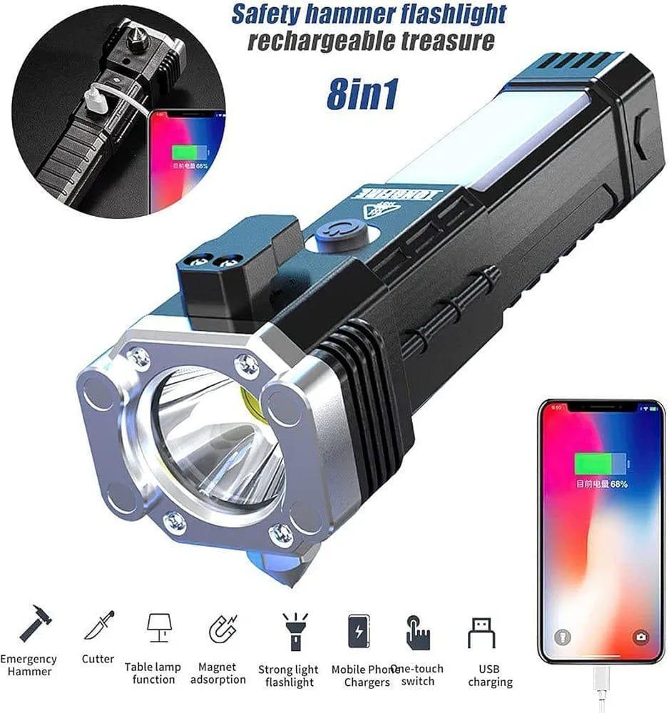 Rechargeable Torch with Hammer, Magnet & LED Light