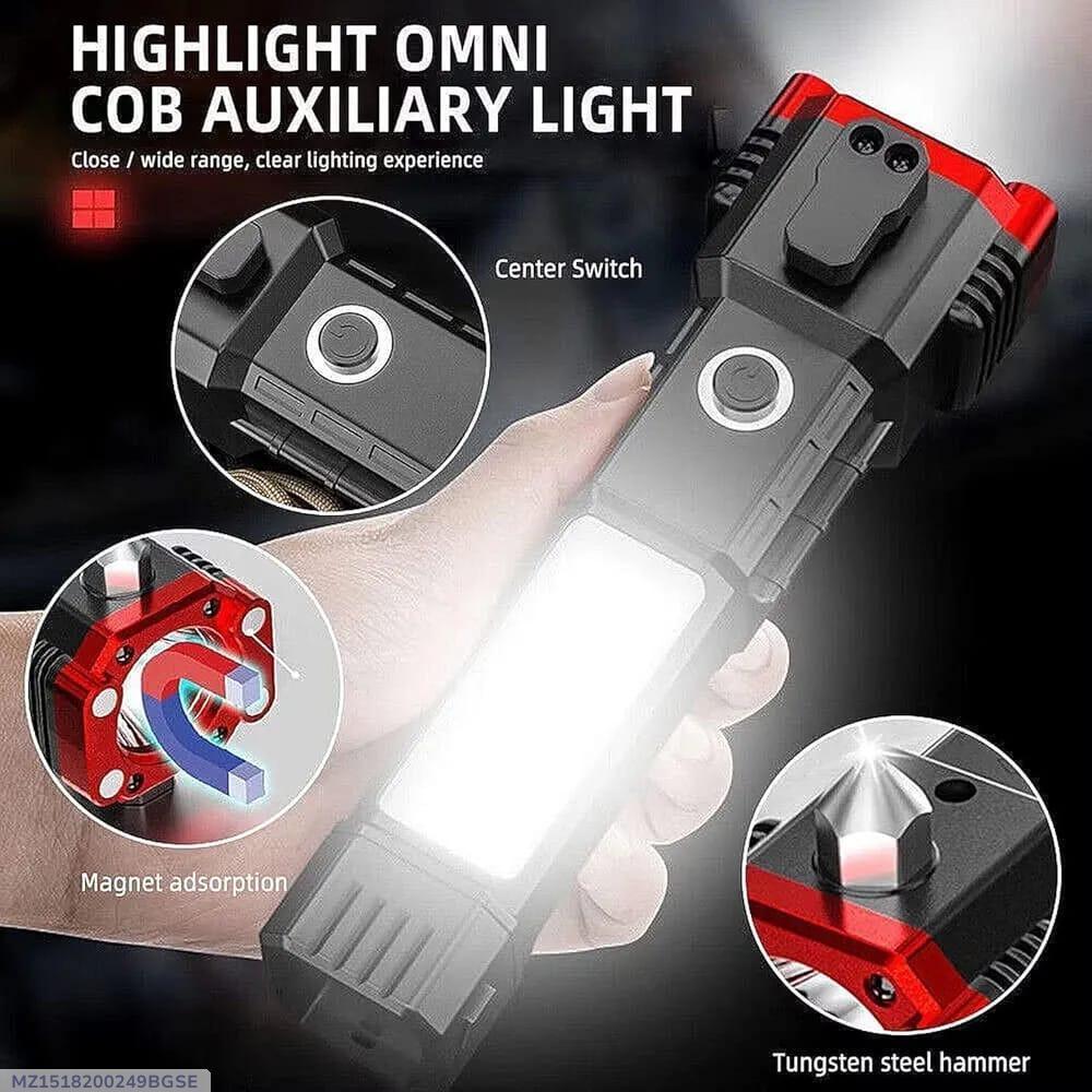 Rechargeable Torch with Hammer, Magnet & LED Light